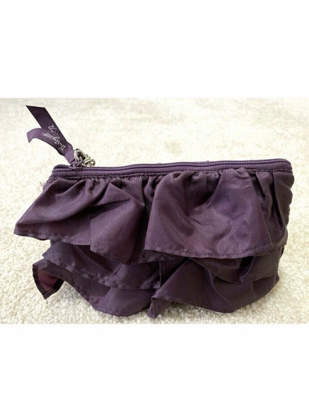 Thirty One Purple Ruffle Wristlet Plum Bag Handbag Clutch Wallet Nylon 608A